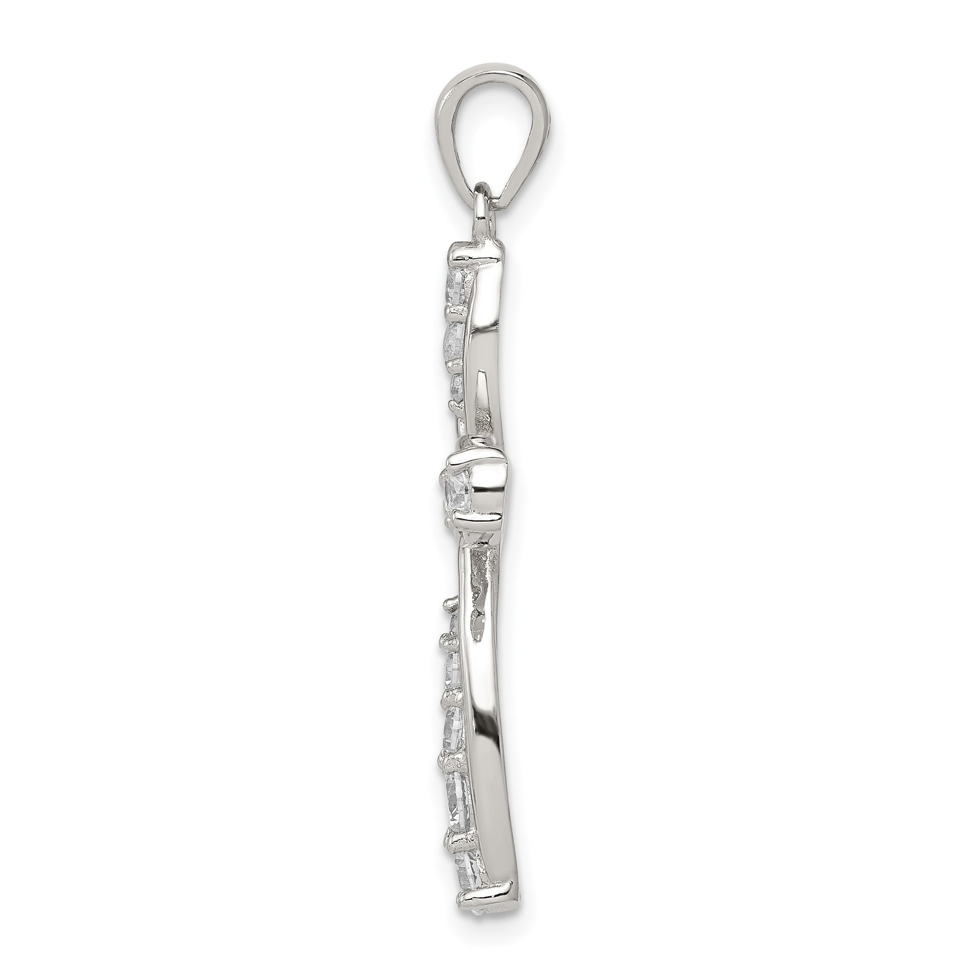 Sterling Silver Rhodium-plated CZ Cross Pendant