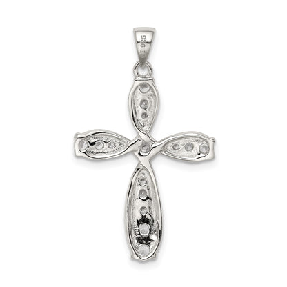 Sterling Silver Rhodium-plated CZ Cross Pendant
