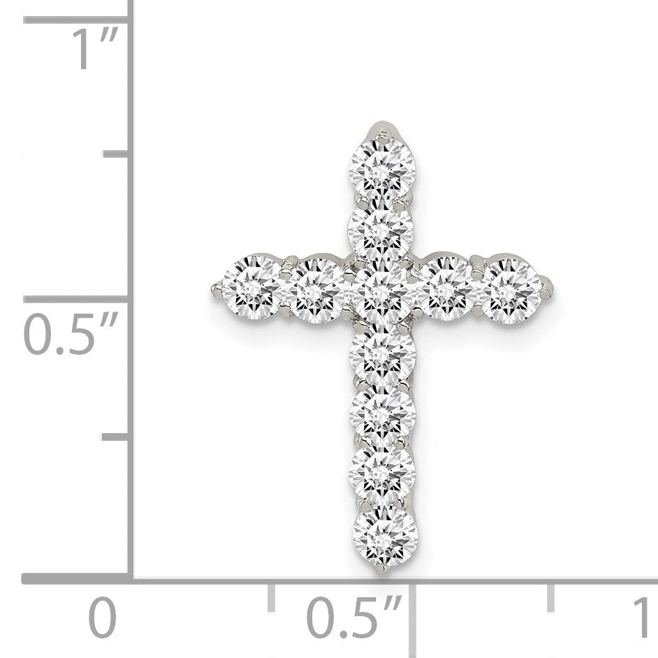 Sterling Silver Rhodium-plated CZ Cross Pendant