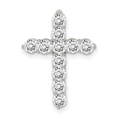 Sterling Silver Rhodium-plated CZ Cross Pendant