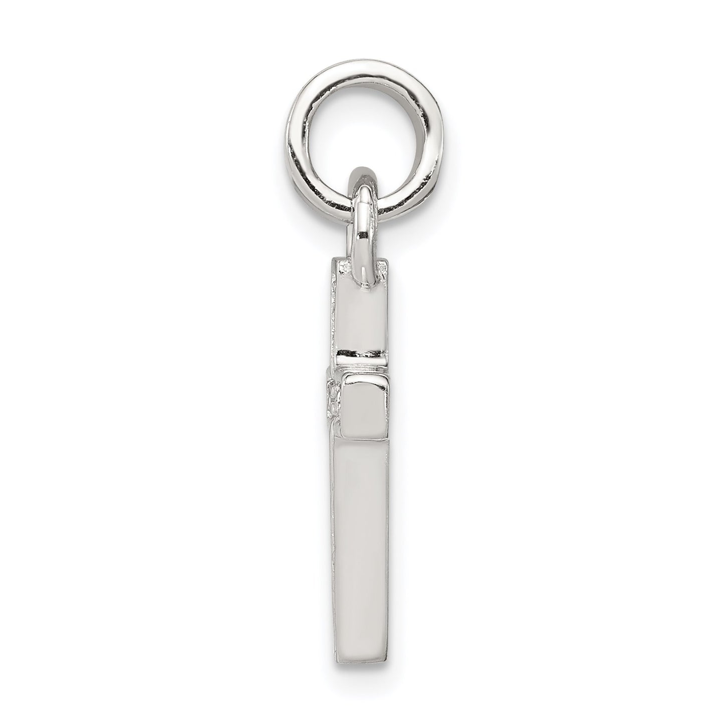Sterling Silver Rhodium-plated CZ Latin Cross Pendant