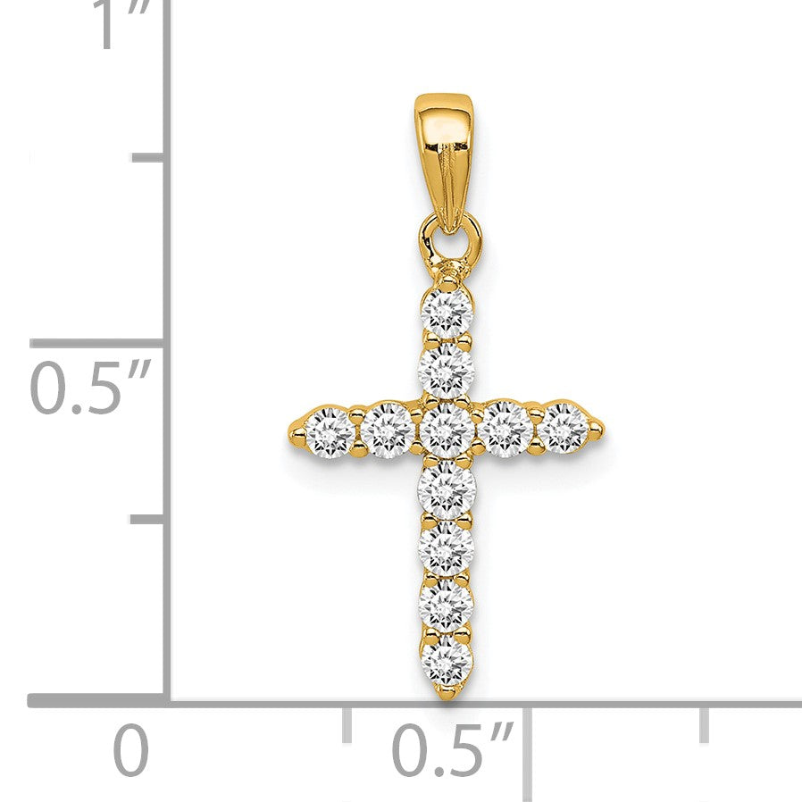 Sterling Silver Gold-plated CZ Cross Pendant
