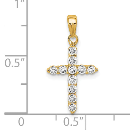 Sterling Silver Gold-plated CZ Cross Pendant