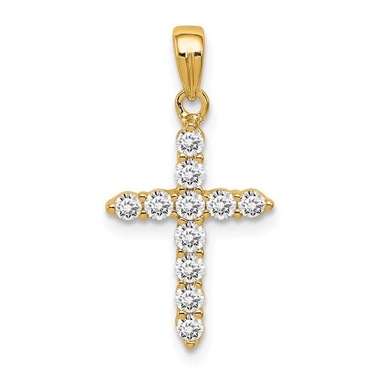 Sterling Silver Gold-plated CZ Cross Pendant