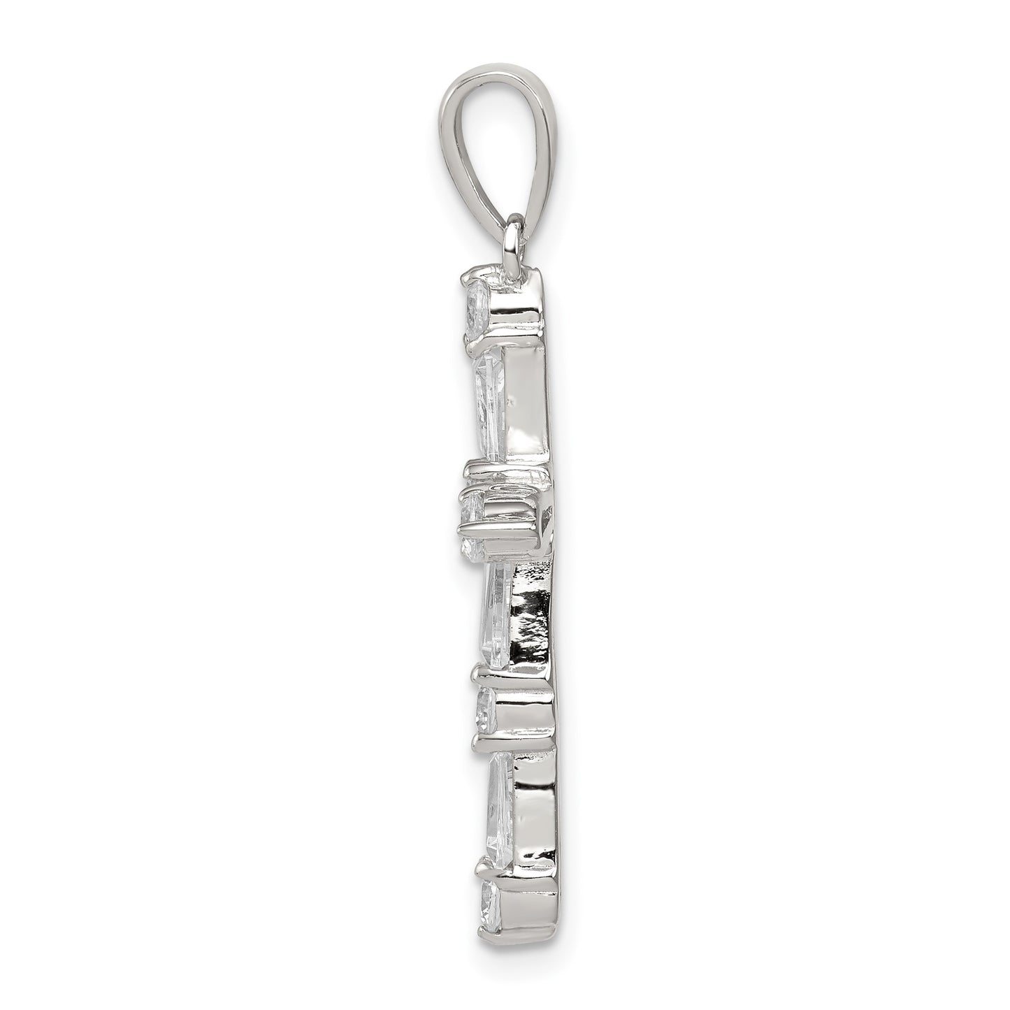 Sterling Silver Rhodium-plated CZ Cross Pendant