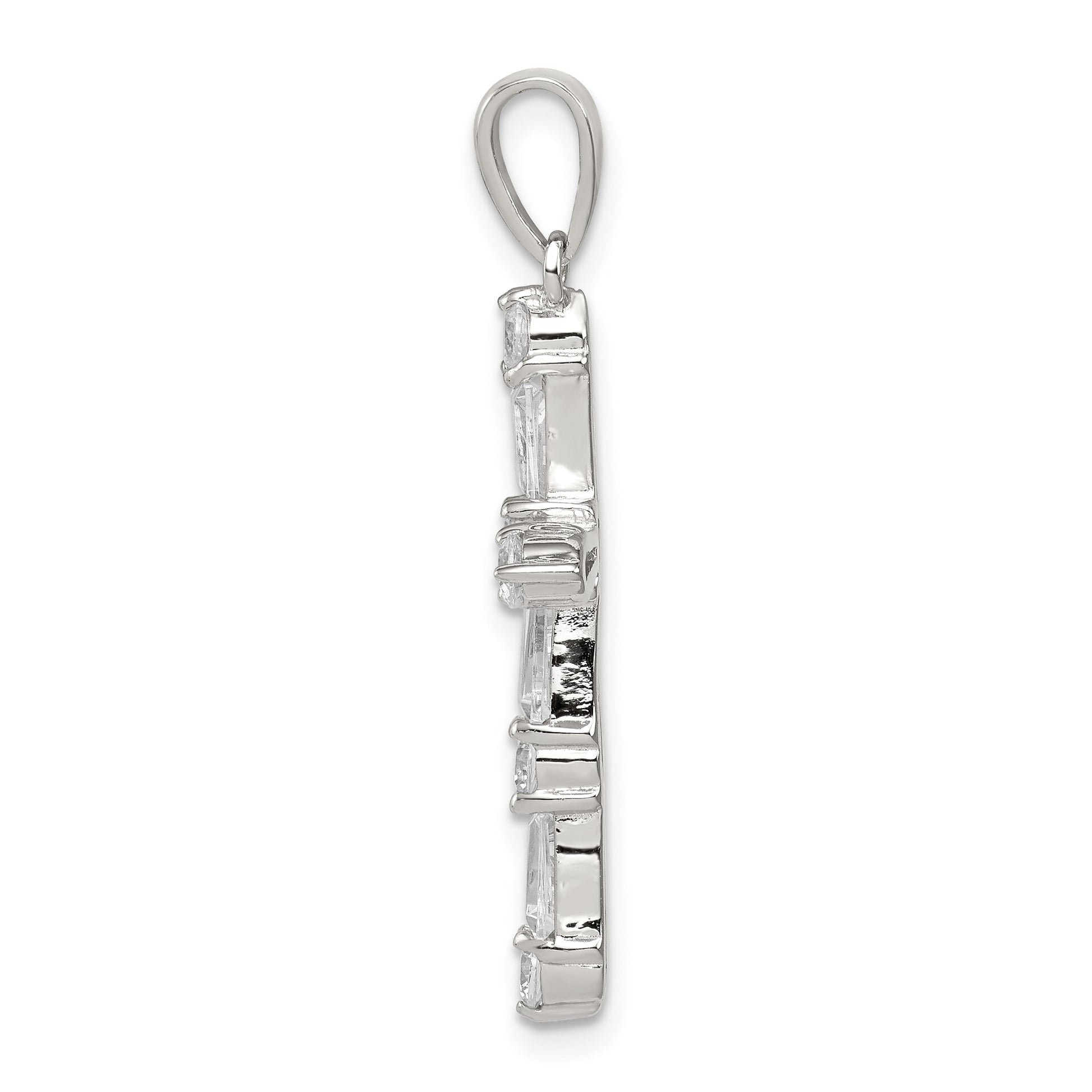 Sterling Silver Rhodium-plated CZ Cross Pendant
