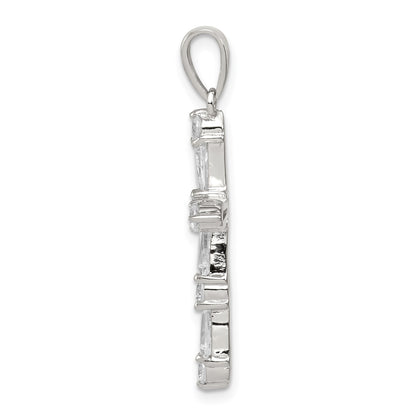 Sterling Silver Rhodium-plated CZ Cross Pendant