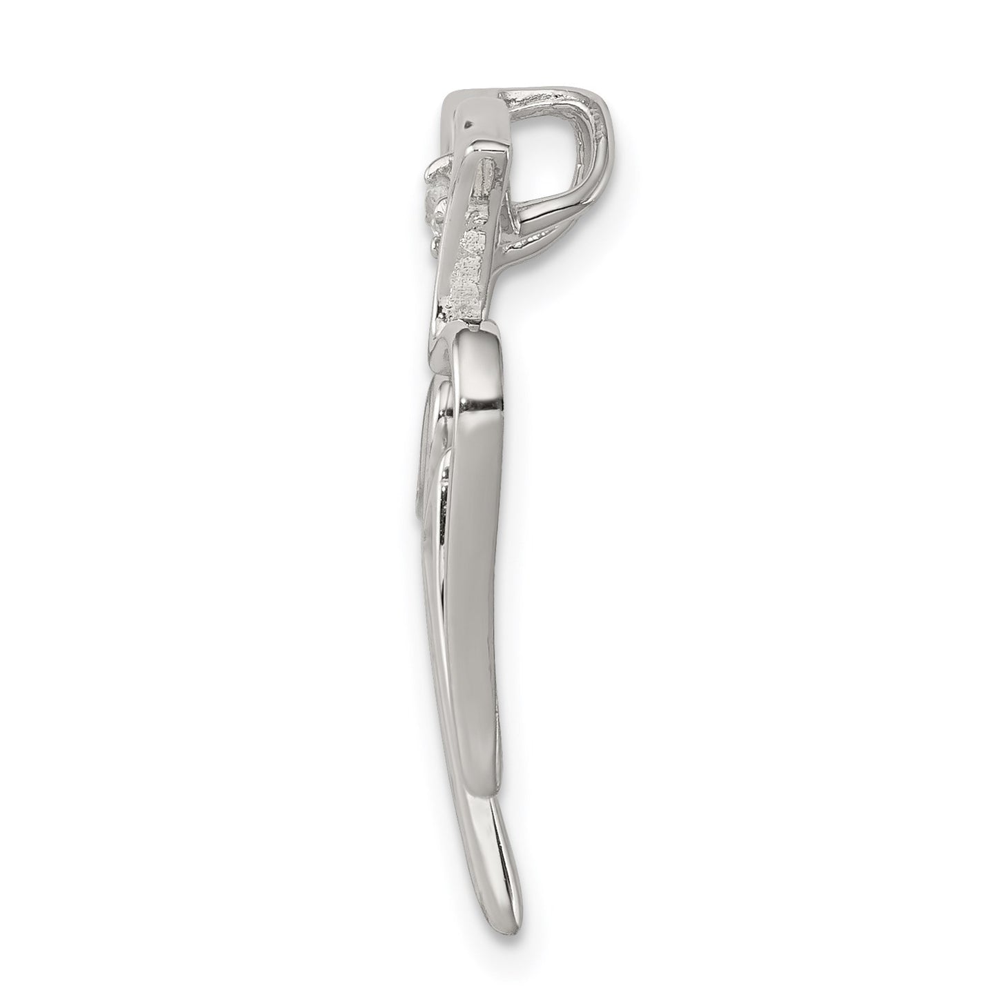 Sterling Silver Rhodium-plated CZ Dove Pendant