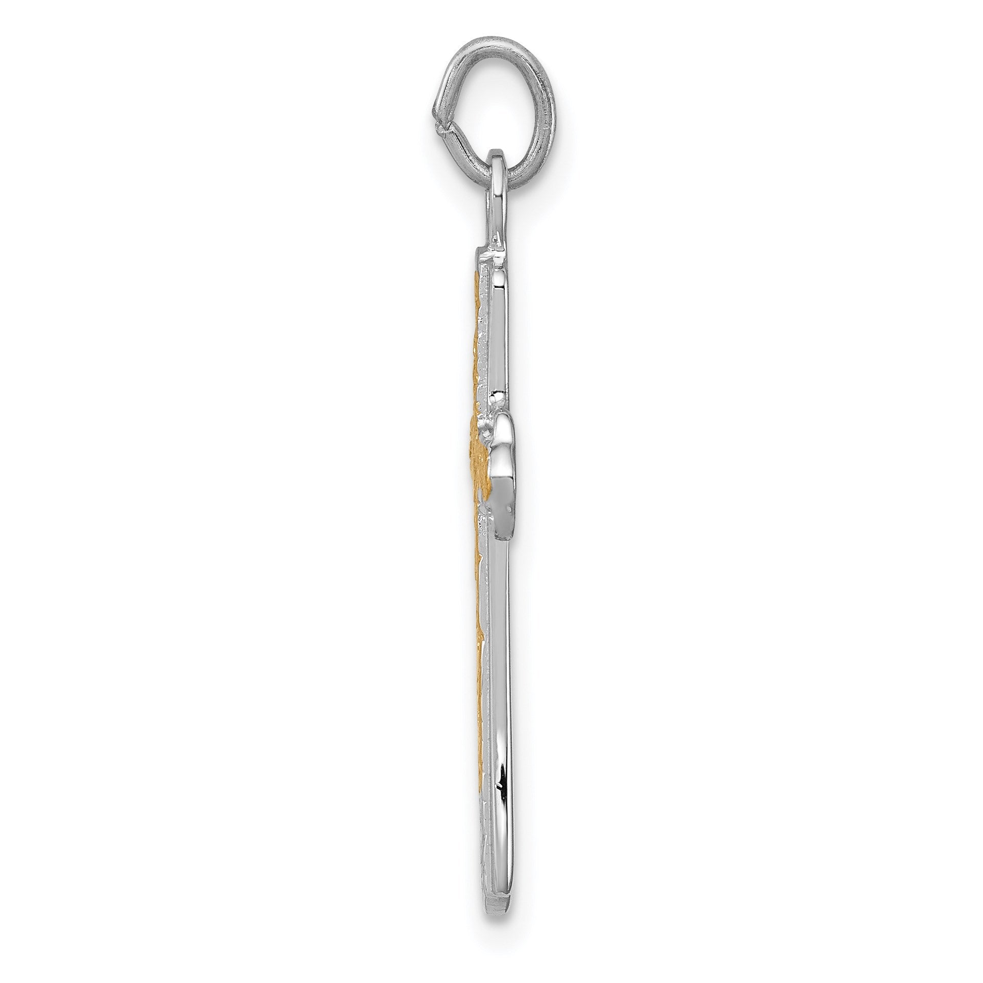 Sterling Silver Platinum-plated & 18k Gold-plated Cross Charm