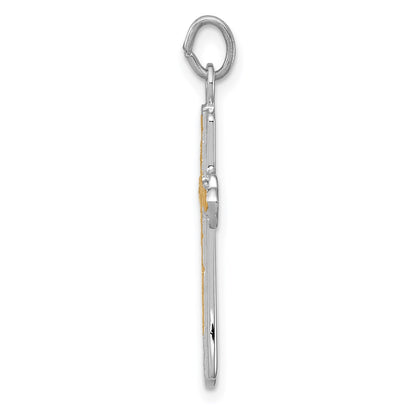 Sterling Silver Platinum-plated & 18k Gold-plated Cross Charm