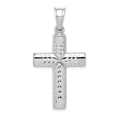 Sterling Silver Rhodium-plated Hollow Latin Crucifix Pendant