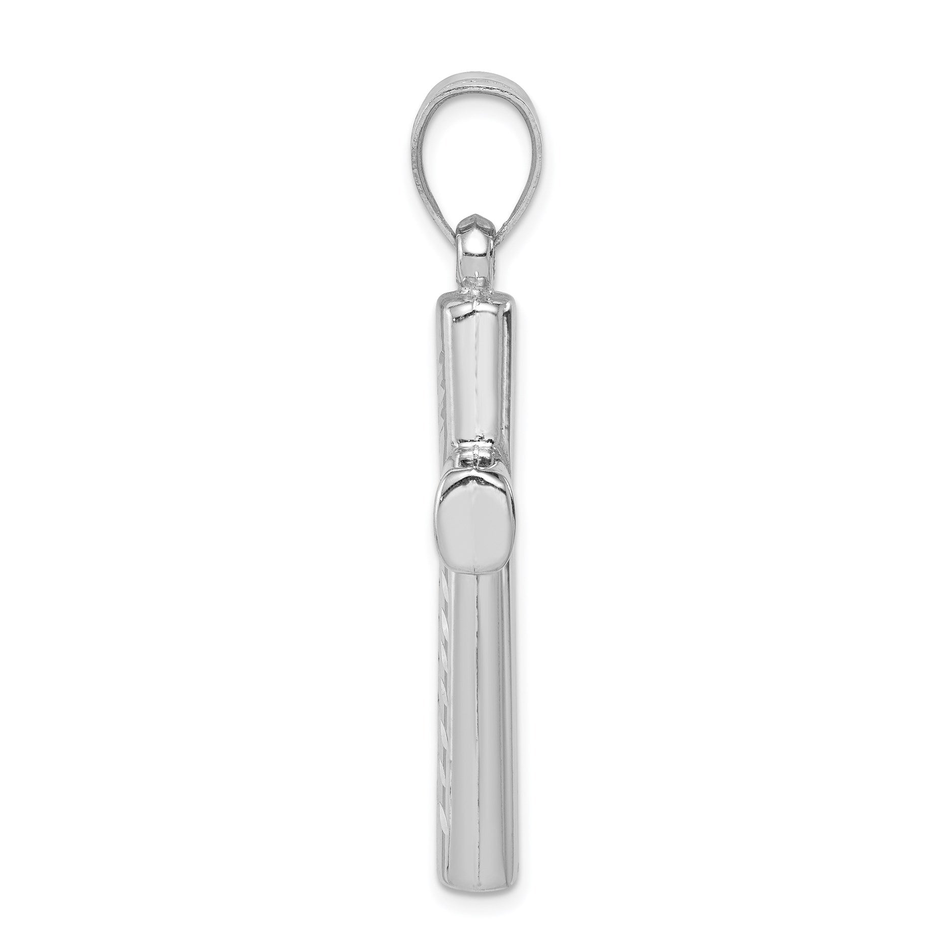 Sterling Silver Rhodium-plated Diamond -Cut Cross Pendant