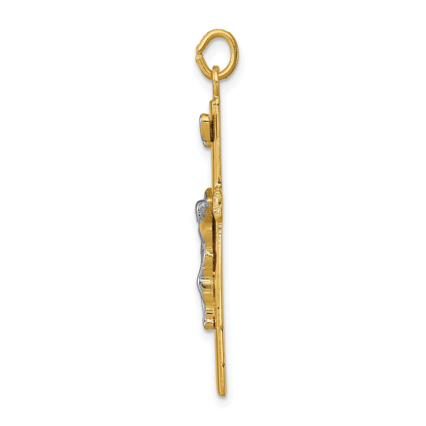Sterling Silver Platinum-plated & 18k Gold-plated Crucifix Pendant