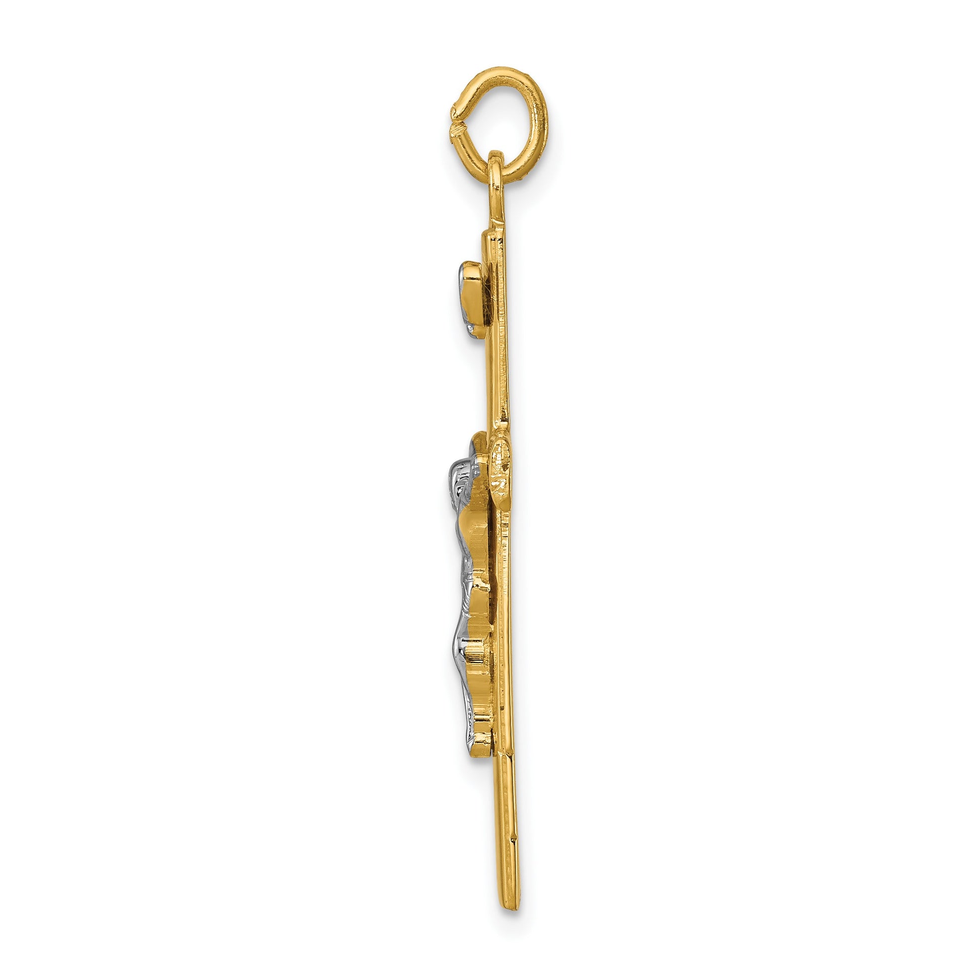 Sterling Silver Platinum-plated & 18k Gold-plated Crucifix Pendant