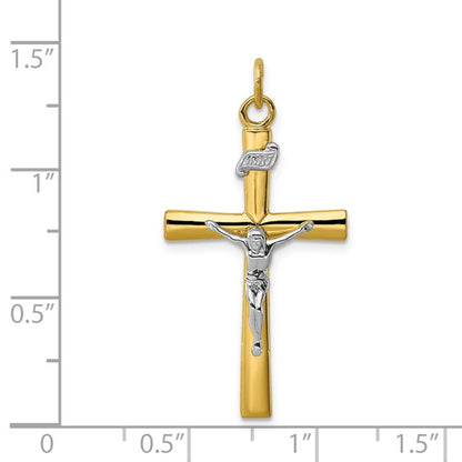 Sterling Silver Platinum-plated & 18k Gold-plated Crucifix Pendant
