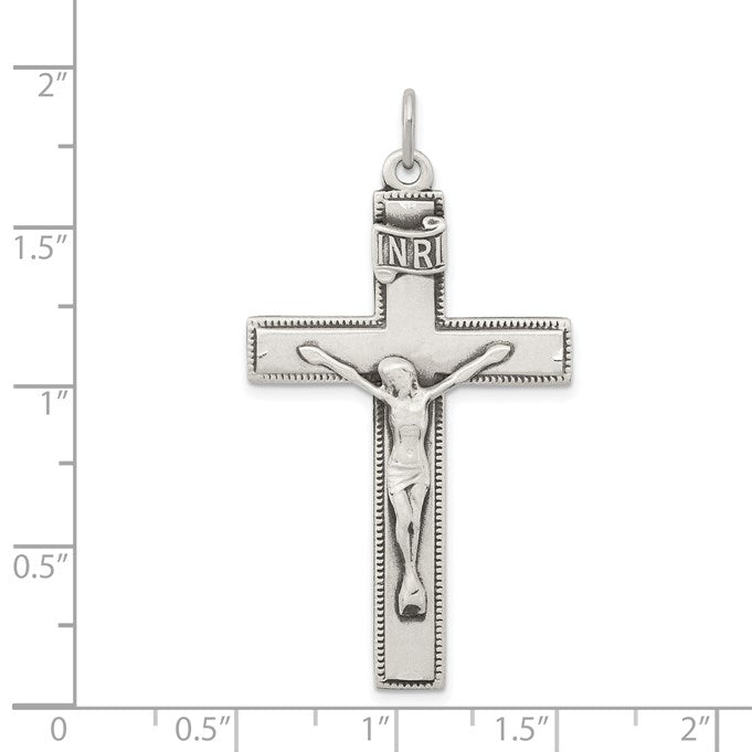Sterling Silver Antiqued INRI Crucifix Pendant