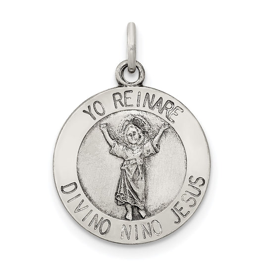Sterling Silver Antiqued Divino Nino Medal (Divine Infant Jesus)