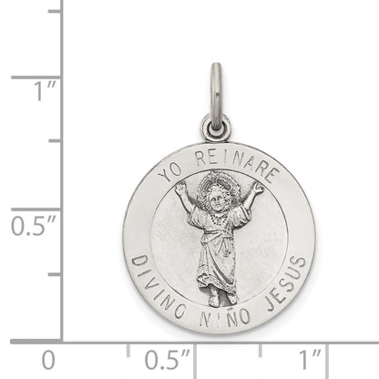 Sterling Silver Antiqued Divino Nino Medal (Divine Infant Jesus)