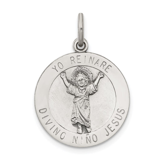 Sterling Silver Antiqued Divino Nino Medal (Divine Infant Jesus)