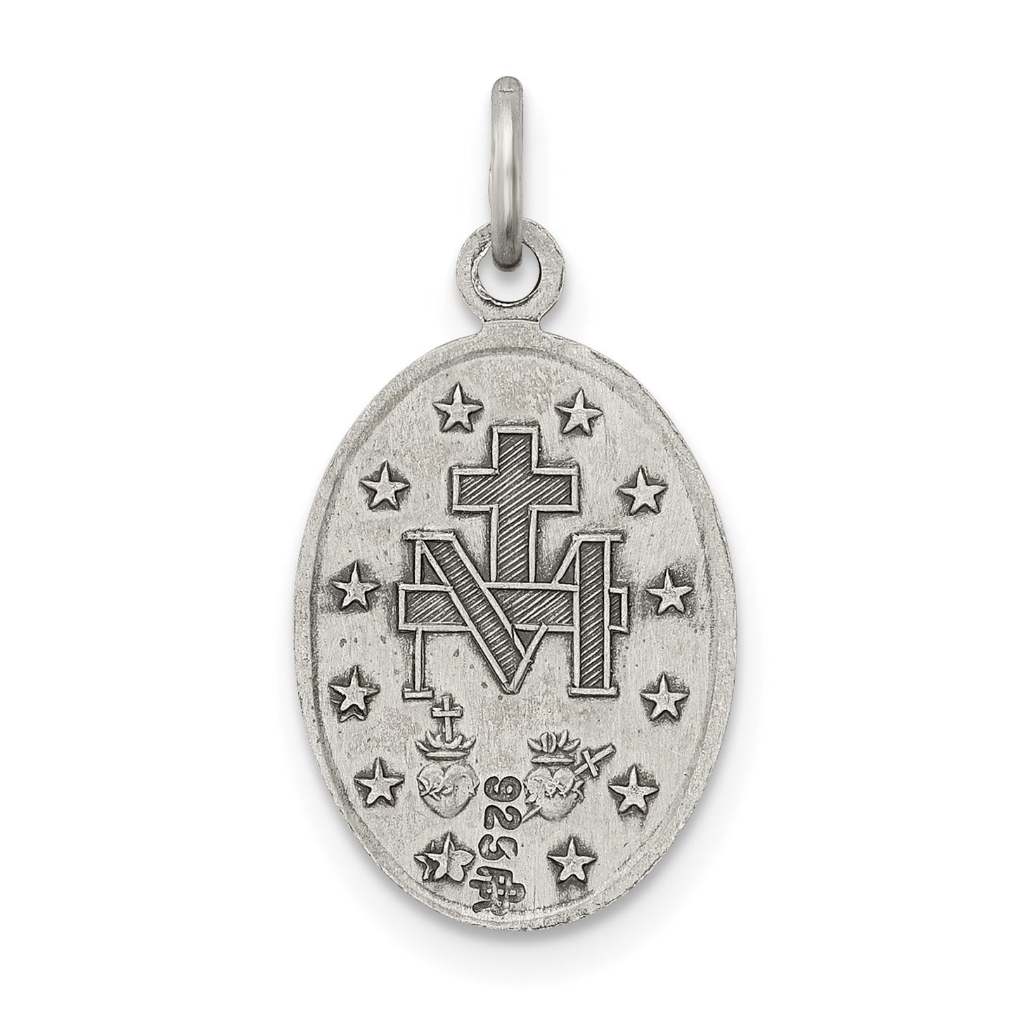 Sterling Silver Antiqued Miraculous Solid Medal