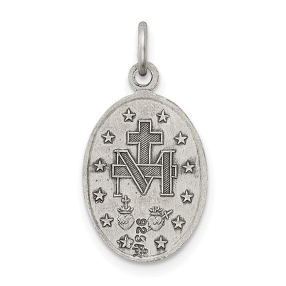 Sterling Silver Antiqued Miraculous Solid Medal