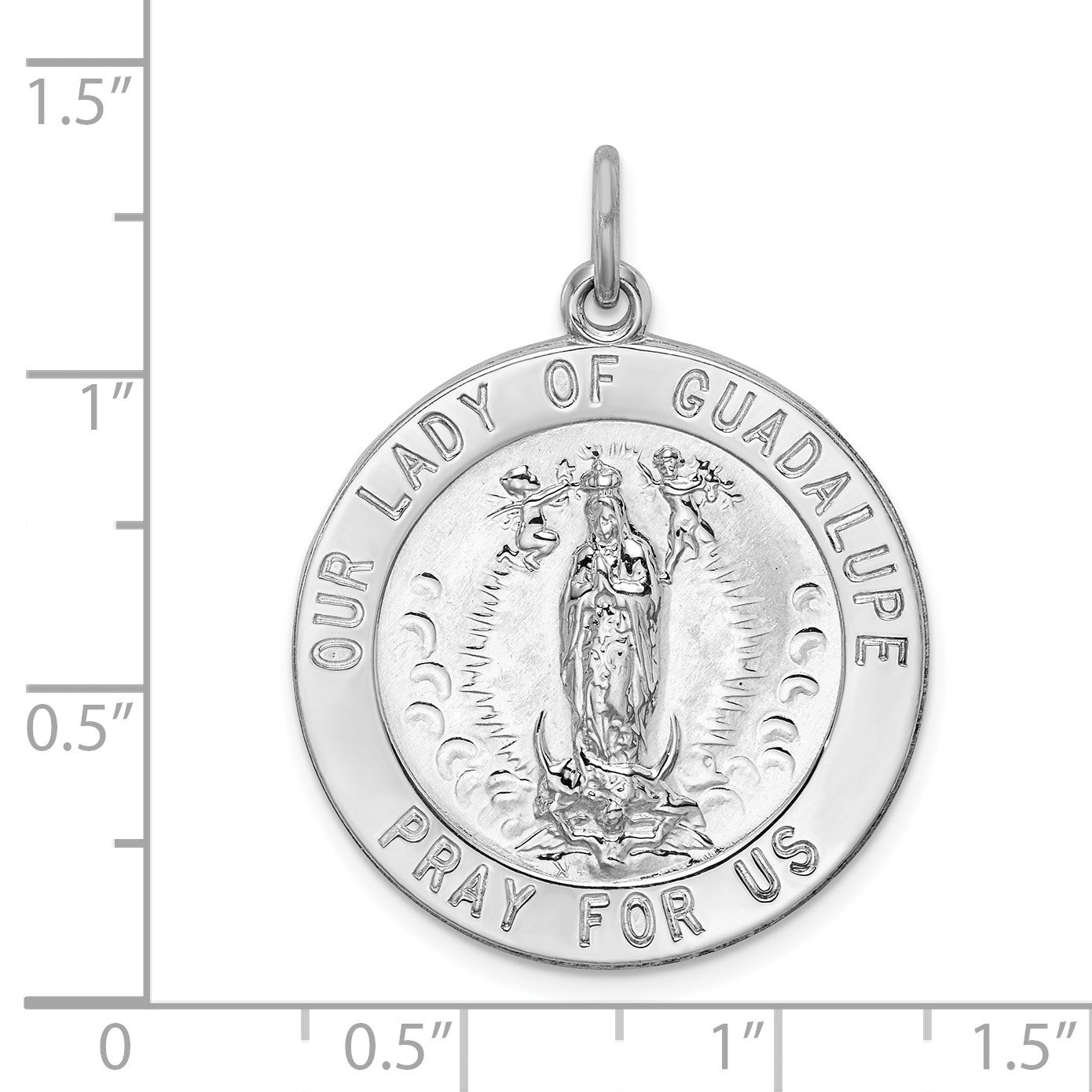 Sterling Silver Rhodium-plated Our Lady of Guadalupe Medal