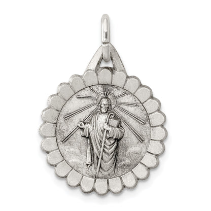 Sterling Silver Antiqued Saint Jude Thaddeus Medal