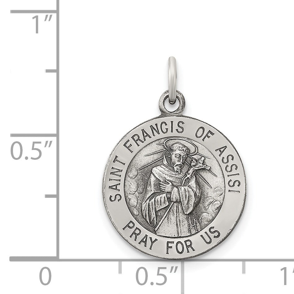 Sterling Silver Antiqued Saint Francis of Assisi Medal