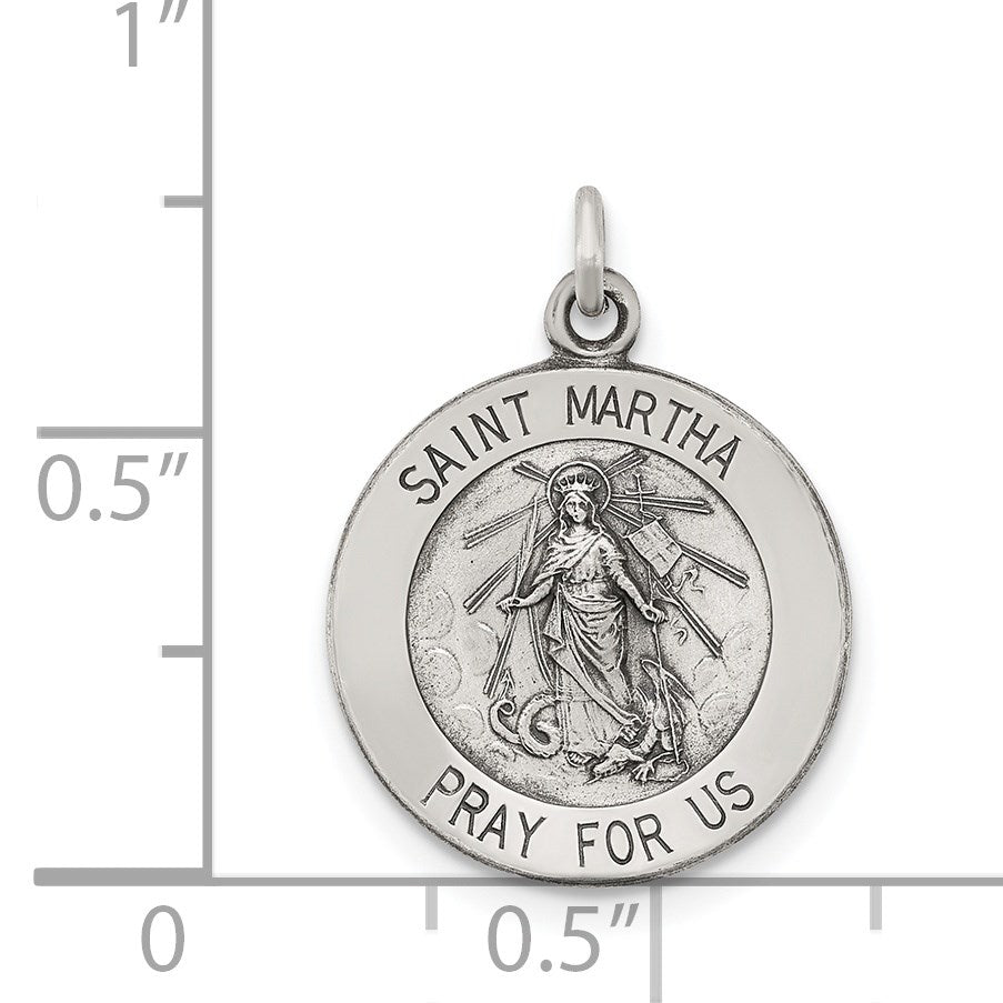 Sterling Silver Antiqued Saint Martha Medal