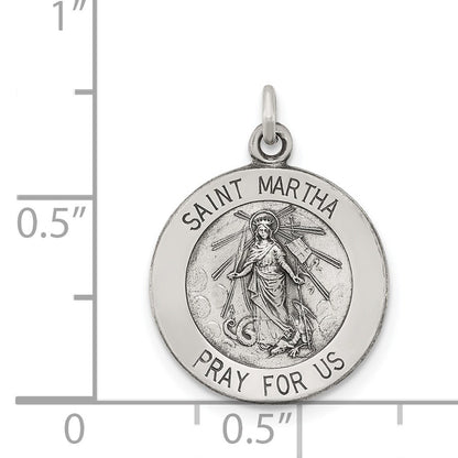 Sterling Silver Antiqued Saint Martha Medal