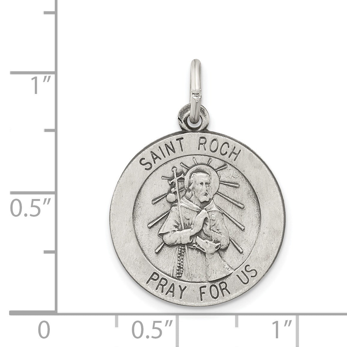 Sterling Silver Antiqued Saint Roch Medal