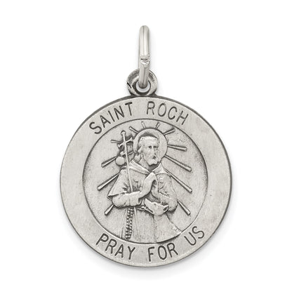 Sterling Silver Antiqued Saint Roch Medal