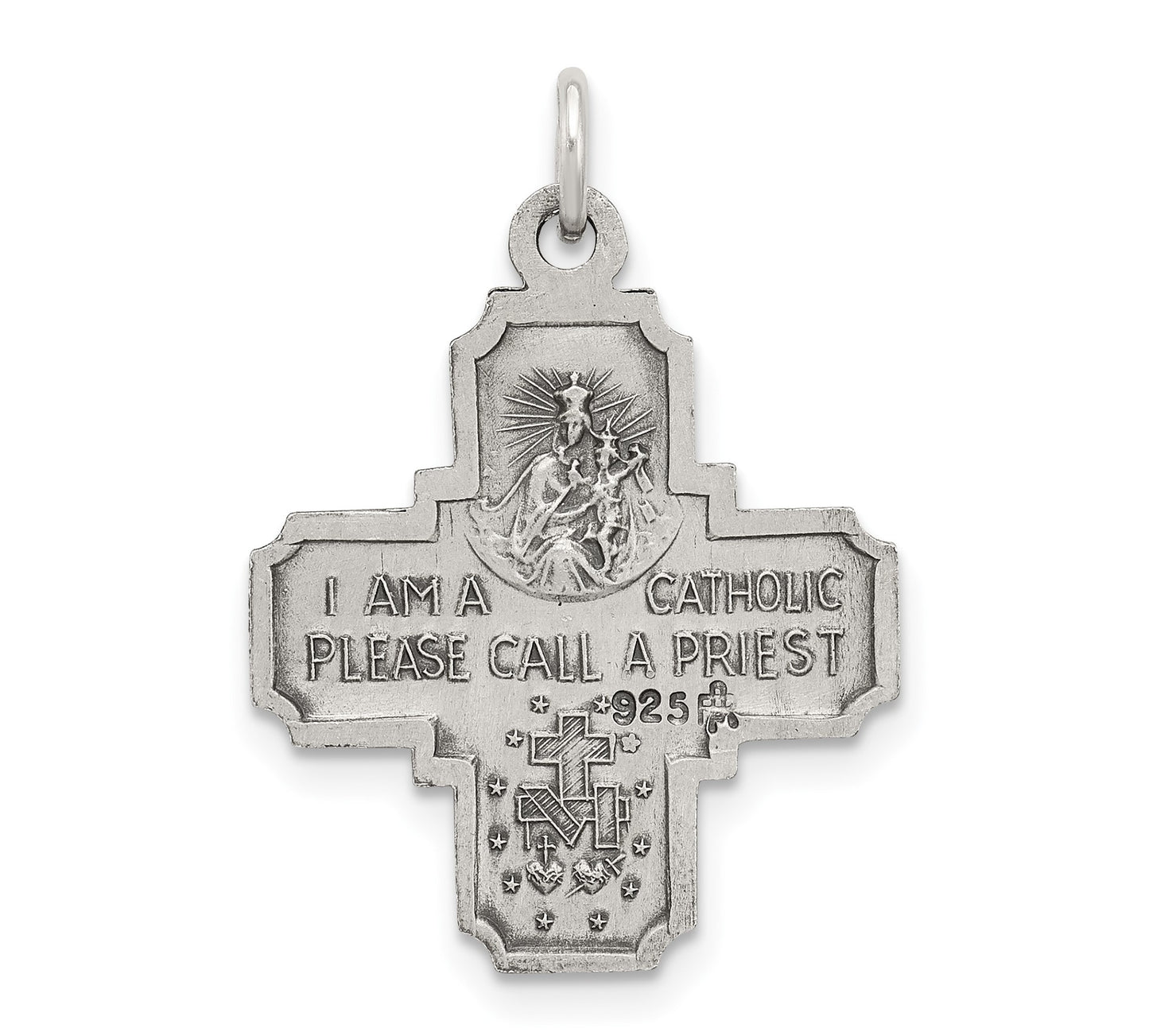 Sterling Silver Antiqued Reversible 4-way Medal