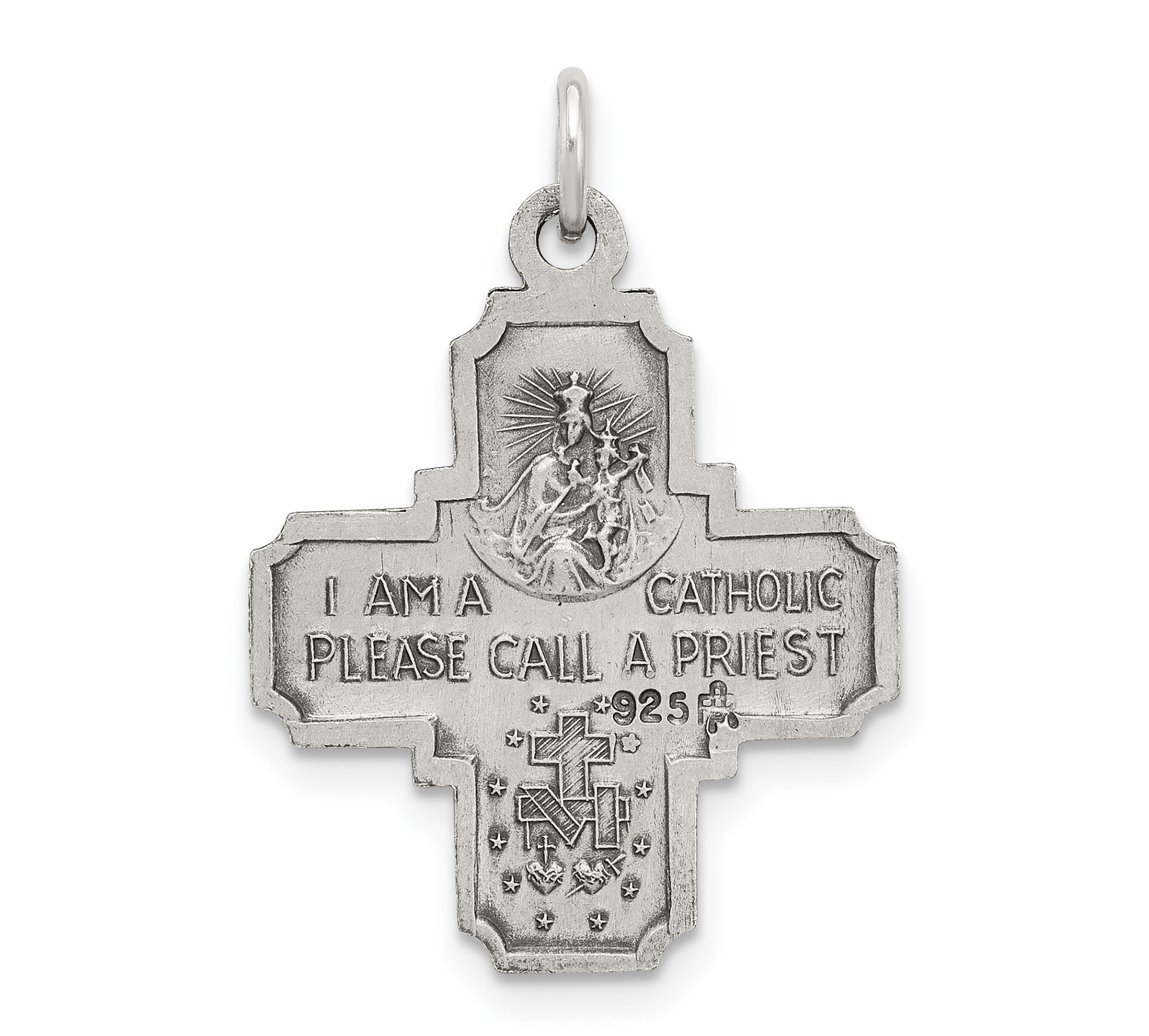 Sterling Silver Antiqued Reversible 4-way Medal