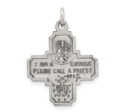 Sterling Silver Antiqued Reversible 4-way Medal