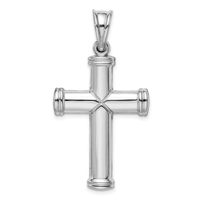 Sterling Silver Rhodium-plated Diamond -cut Reversible Cross Pendant