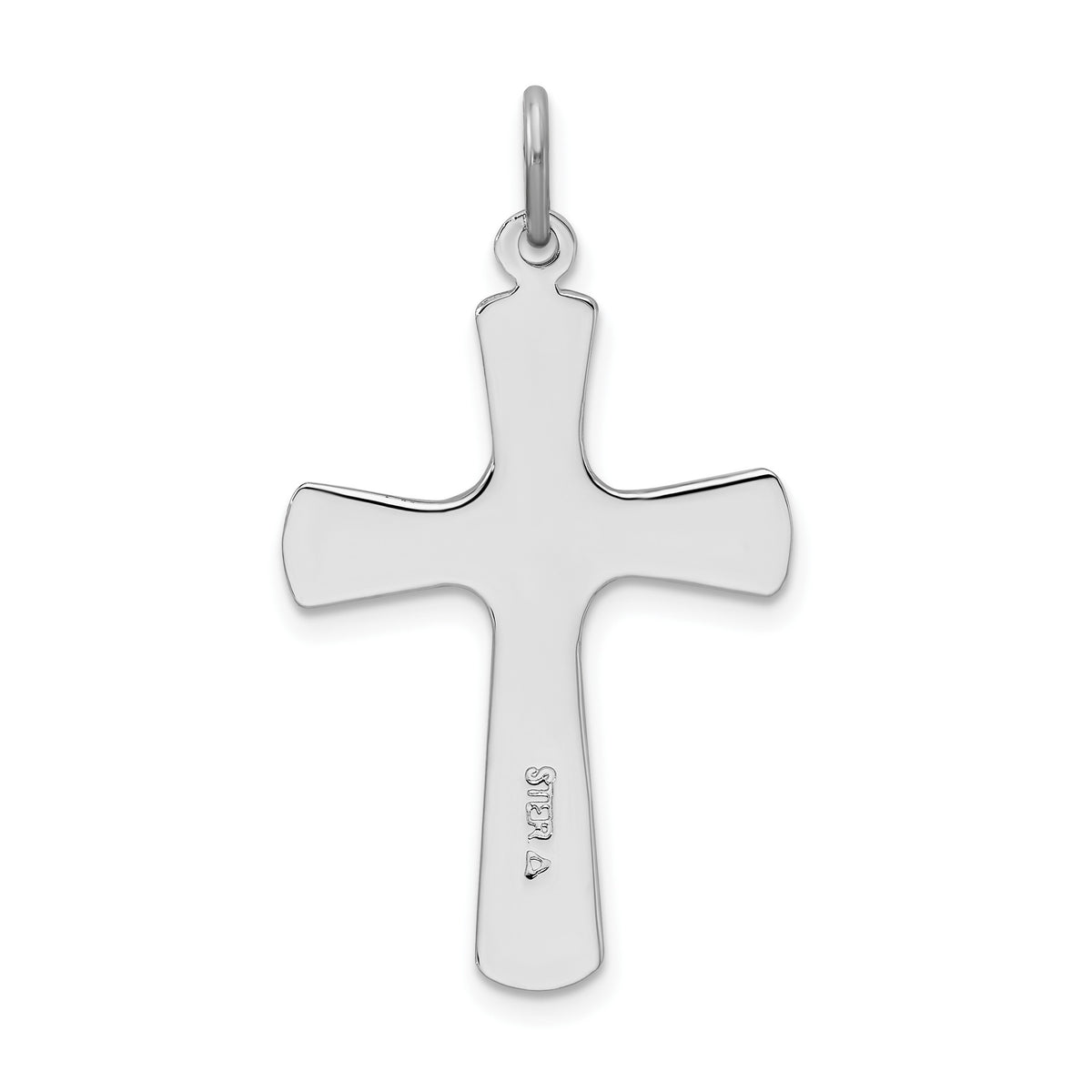 Sterling Silver Platinum-plated Enamel Cross Pendant