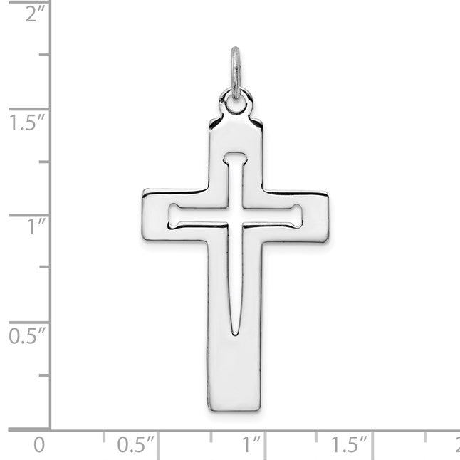 Sterling Silver Platinum-plated Latin Cross Pendant