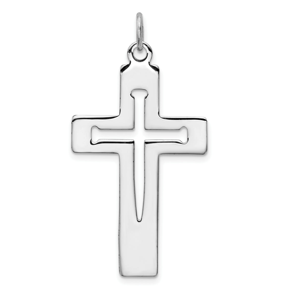Sterling Silver Platinum-plated Latin Cross Pendant