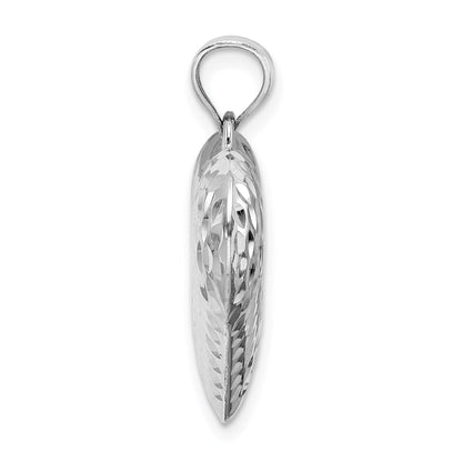 Sterling Silver Rhodium-plated Diamond-cut Puffed Heart Pendant