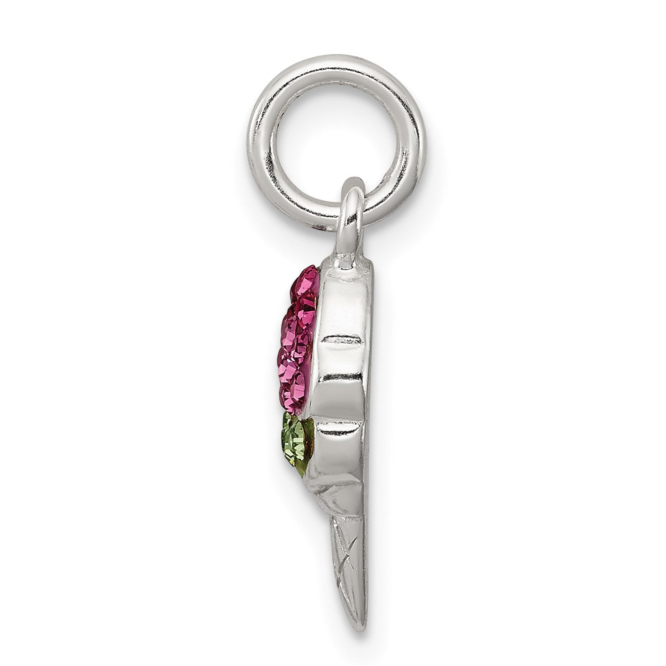 Sterling Silver Pink and Green Stellux Crystal Ice Cream Cone Charm