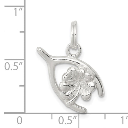 Sterling Silver Four Leaf Clover & Wishbone