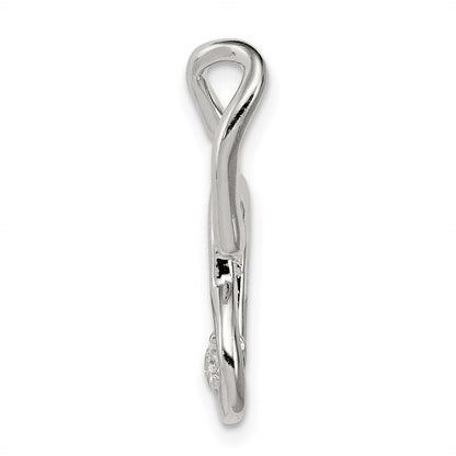 Sterling Silver Rhodium-plated CZ Hearts Pendant