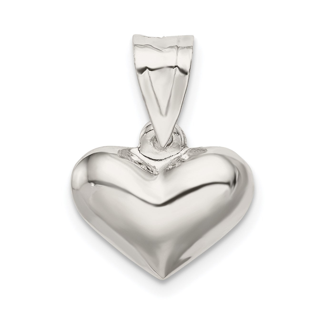 Sterling Silver Rhodium-plated Puffed Heart Charm