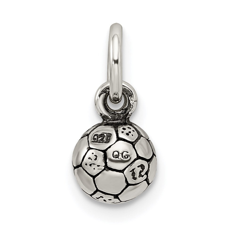 Sterling Silver Antiqued Soccer Ball Char