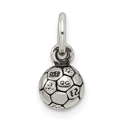 Sterling Silver Antiqued Soccer Ball Char