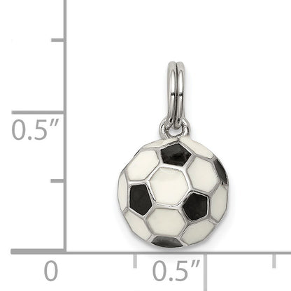 Sterling Silver Rhodium-plated and Enameled Soccer Ball Charm