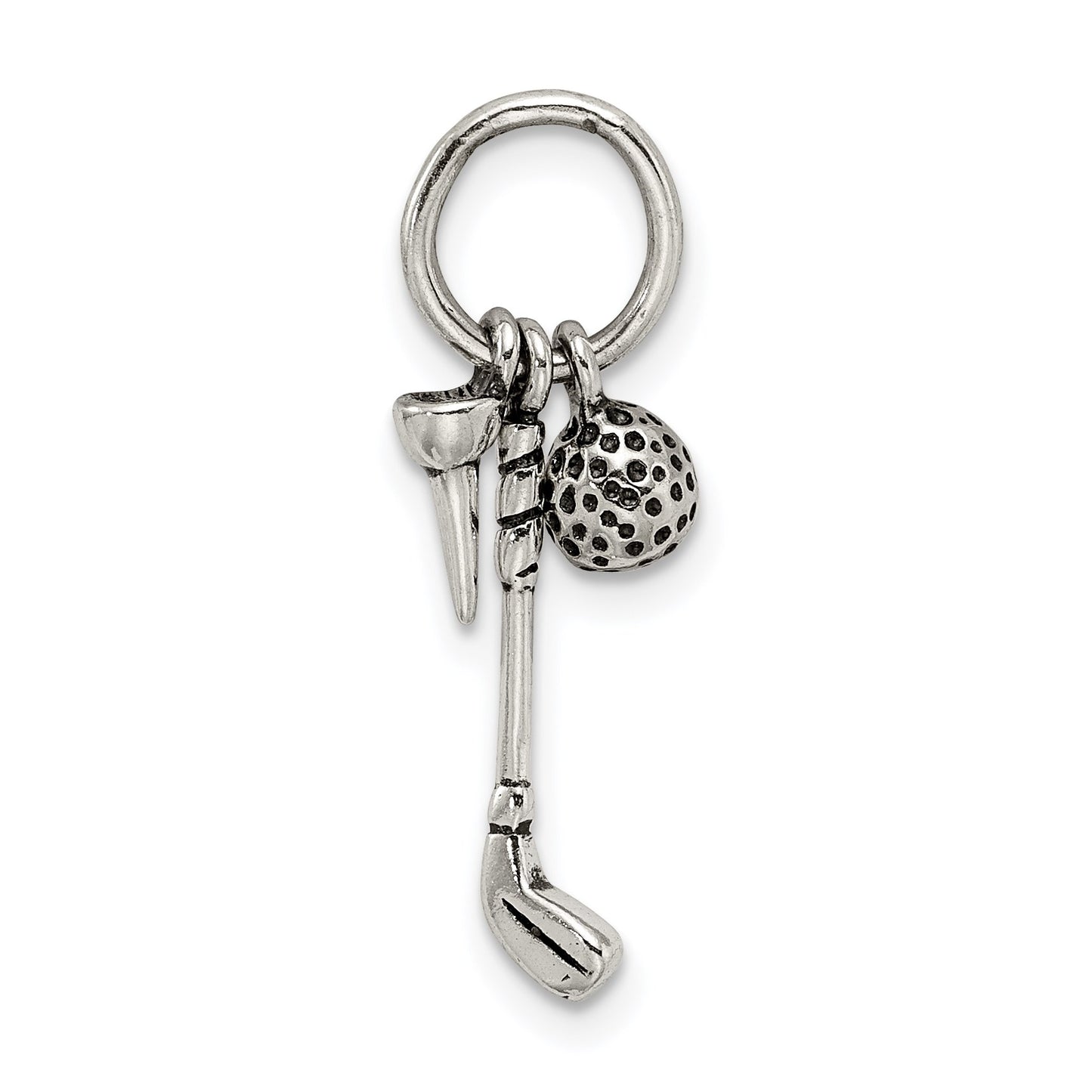 Sterling Silver Antiqued Golfer's Charm