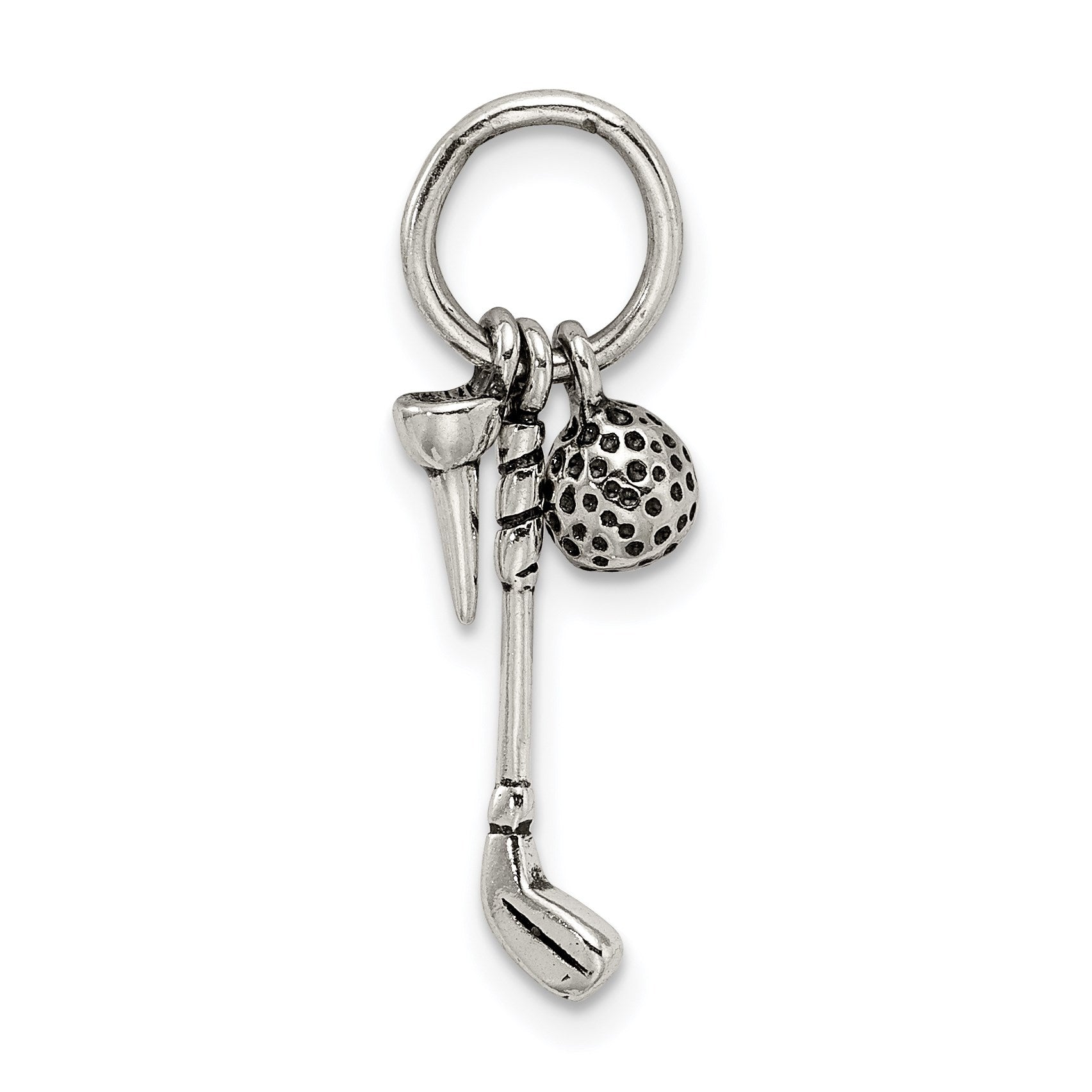 Sterling Silver Antiqued Golfer's Charm