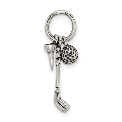 Sterling Silver Antiqued Golfer's Charm